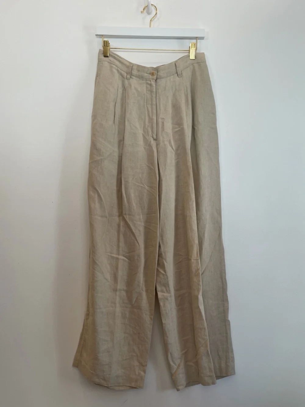 The Limited Vintage Linen Neutral Beige Wide-Leg Chinos
